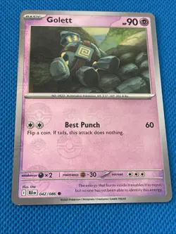 Golett - Pokemon TCG Black Bolt Reverse Holo Poke Ball Pokemon Card 042/086 - Image 1