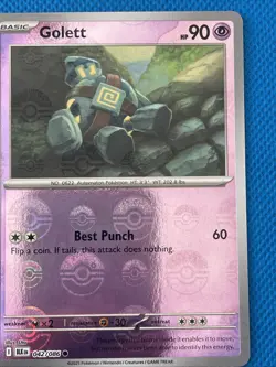 Golett - Pokemon TCG Black Bolt Reverse Holo Poke Ball Pokemon Card 042/086 - Image 2