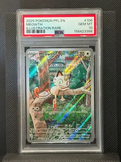 Pokemon ME02: Phantasmal Flames - Meowth 106/094 Illustration Rare PSA 10 - Image 1