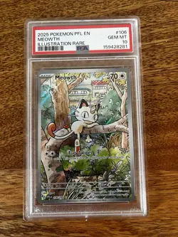 Pokemon Meowth 106/094 Me02 Phantasmal Flames Illustration Rare Holo PSA 10 - Image 1