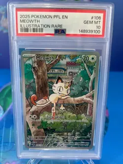 Pokemon Phantasmal Flames Meowth Illustration Rare 106/094 PSA 10 Gem Mint - Image 1