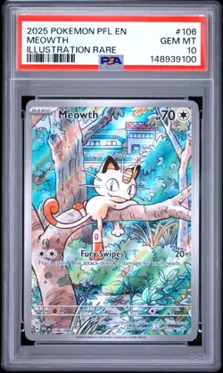 Pokemon Phantasmal Flames Meowth Illustration Rare 106/094 PSA 10 Gem Mint - Image 3