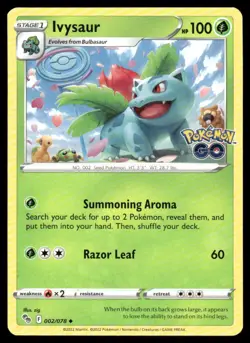 Pokemon Cards Ivysaur 002/078 Pokemon GO Uncommon NM *2 - Image 1