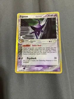 Pokemon Espeon Holo Rare Delta Species 4/113 70HP Psyshock Stamped Card CREASED - Image 1