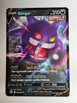 Gengar V 156/264 Ultra Rare Holo Card Swsh08: Fusion Strike Pokemon TCG NM/ Mint - Image 1