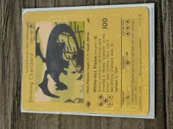 Golden Shining Charizard Pokemon card. Excellent condition. Includes Card Case. - Image 1