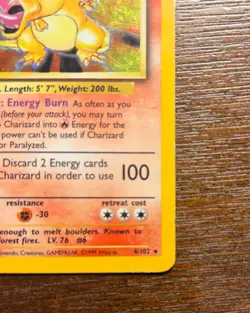 Charizard 4/102 Pokemon 1999 Base Set Unlimited - Image 3