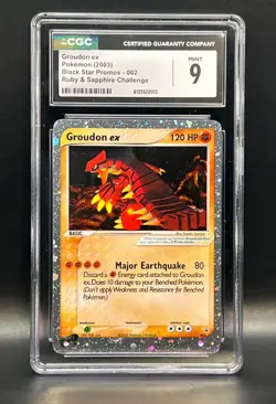 Groudon EX 002 Black Star Promo Holo- 2003 Pokemon EX Ruby & Saphire CGC 9 Mint - Image 1