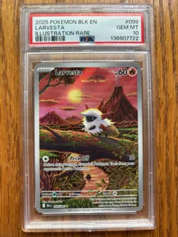 PSA 10 LARVESTA #099 2025 POKEMON BLK EN-BLACK BOLT ILLUSTRATION RARE - Image 1