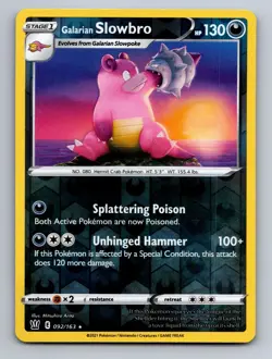 Galarian Slowbro 092/163 Rare Battle Styles Pokemon Near Mint Reverse Holo - Image 1