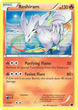 Damaged Reshiram - 17/116 - Holo Rare Pokemon Plasma Freeze - Image 1