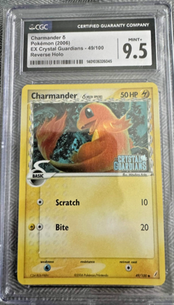 Pokemon Charmander EX Crystal Guardians Reverse Holo CGC 9.5 Gem Mint *POP 9 PSA - Image 1