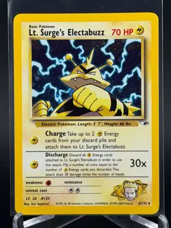 Pokemon TCG Lt. Surge's Electabuzz 6/132 Gym Heroes Holo Rare Unlimited NP Mint! - Image 2