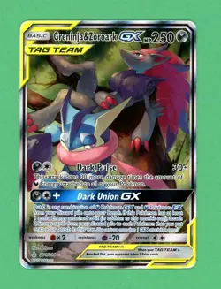 Greninja & Roroark GX Pokemon Unbroken Bonds Tag Team Alt Full Art MP/HP 201/214 - Image 1