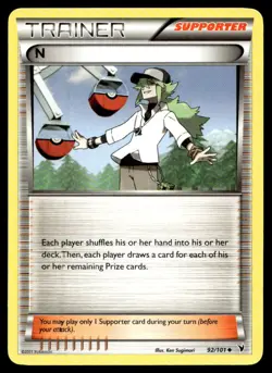 EX-NM Noble Victories N (Supporter) Uncommon 92/101 Pokemon TCG - Image 1