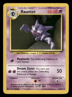 Haunter 29/102 NM Uncommon Base Set Unlimited 1999 Pokemon TCG - Image 1