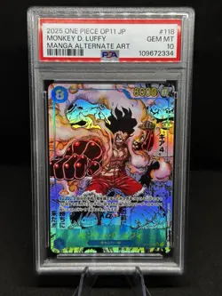2025 One Piece OP11 Japanese Manga Alternate Art #118 Monkey D. Luffy PSA 10 - Image 1
