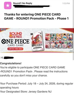 Round 1 x One Piece Collab Promo Pack CONFIRMED PREORDER ✅ - Image 1