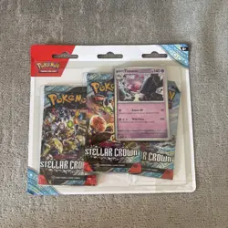 Pokemon TCG Stellar Crown Booster Blister Tinkaton, 3 Pack, 1 Promo Card Sealed - Image 1