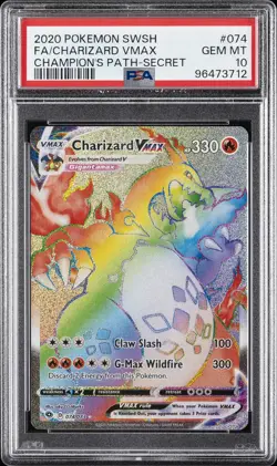2020 POKEMON SWORD & SHIELD CHAMPION'S PATH #074 FULL ART/CHARIZARD VMAX PSA 10 - Image 1