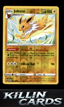 Reverse Holofoil Jolteon 047/185 Pokemon Rare SWSH04: Vivid Voltage Card NM - Image 1