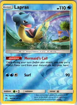 Lapras 36/236 Uncommon Unified Minds Pokemon Reverse Holo Lightly Played - Image 1