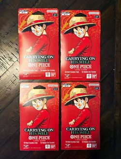 One Piece TCG OP-13 Carrying On His Will Sleeved Booster Pack Lot of 4 English - Image 1