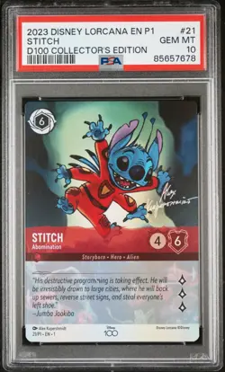 2023 DISNEY LORCANA EN P1-PROMO #21 STITCH D100 COLLECTOR'S EDITION PSA 10 - Image 1