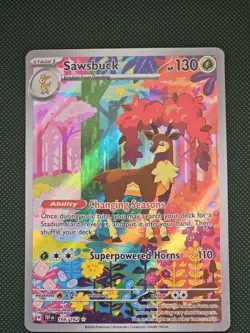 Pokemon TCG Sawsbuck S&V-Temporal Forces Holo Illustration Rare Card 166/162 - Image 1