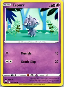 Espurr 081/195 Common Silver Tempest Pokemon Near Mint - Image 1