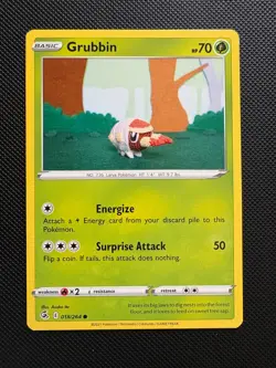 Grubbin 018/264 Asako Ito Crochet Art Fusion Strike Pokemon TCG Card NM - Image 1