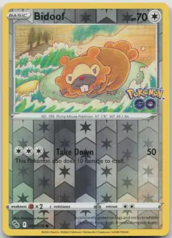 Bidoof 059/078 Common Pokemon GO LP Reverse Holo - Image 1