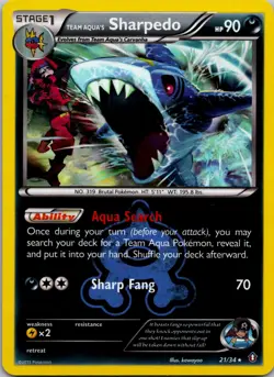 Team Aqua's Sharpedo 21/34 Holo Rare Double Crisis Pokemon Near Mint - Image 1