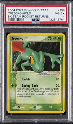 2004 POKEMON EX TEAM ROCKET RETURNS GOLD STAR #109 TREECKO-HOLO PSA 4 - Image 1