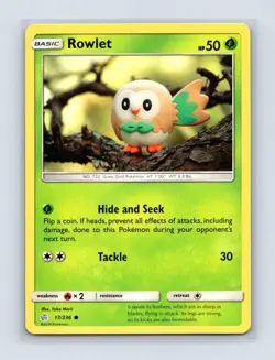 Rowlet 17/236 Common Cosmic Eclipse Pokemon Lightly Played - Image 1