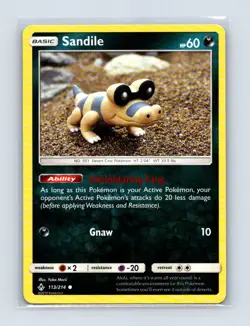 Sandile 113/214 Common Unbroken Bonds Pokemon Lightly Played - Image 1