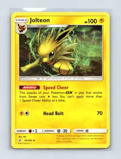 Jolteon 70/236 Uncommon Cosmic Eclipse Pokemon Lightly Played - Image 1