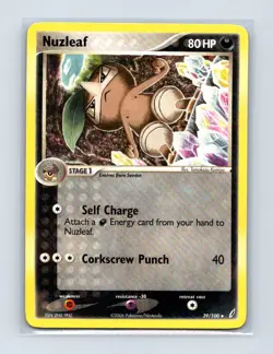 Nuzleaf 39/100 Uncommon Crystal Guardians Pokemon Lightly Played - Image 1
