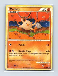 Mankey 53/95 Common HGSS Unleashed Pokemon Lightly Played - Image 1