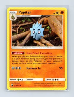 Pupitar 116/214 Uncommon Lost Thunder Pokemon Lightly Played - Image 1