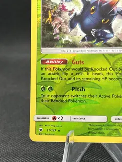 Pokemon TCG Burning Shadows Heracross Reverse Holo Rare 11/147 LP - Image 5
