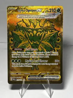 Pokemon Prismatic Evolutions Teal Mask Ogerpon EX Holo Secret Rare Gold 177/131 - Image 1