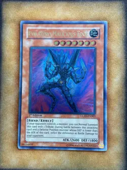 Yugioh Evil Hero Malicious Edge GLAS-EN003 Ultimate Rare 1st Ed LP - Image 1