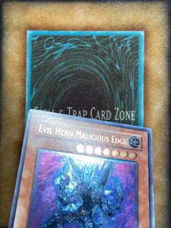 Yugioh Evil Hero Malicious Edge GLAS-EN003 Ultimate Rare 1st Ed LP - Image 2