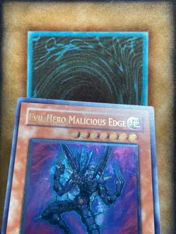 Yugioh Evil Hero Malicious Edge GLAS-EN003 Ultimate Rare 1st Ed LP - Image 3