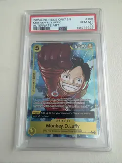 Monkey D. Luffy PSA 10 English One Piece Card OP07-109 2024 500 Years Alternate - Image 1