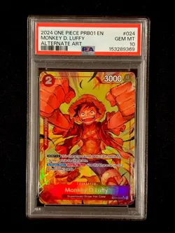 2024 One Piece PRB01 EN Alternate Art #024 Monkey D.Luffy PSA10 GEM MINT - Image 1