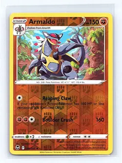 Armaldo Reverse Holo 096/195 SWSH12: Silver Tempest Rare NM - Image 1