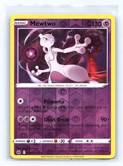 Mewtwo Reverse Holo 059/159 SWSH: Crown Zenith Holo Rare NM - Image 1