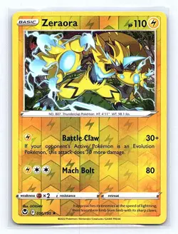 Zeraora Reverse Holo 056/195 SWSH12: Silver Tempest Rare NM - Image 1